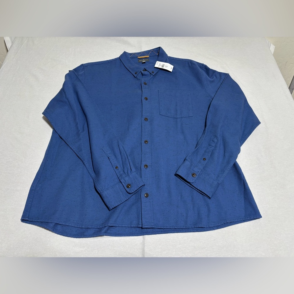 Men's NWT LL BEAN Signature Donegal Woven Shirt, Long-Sleeve XXL Deep blue